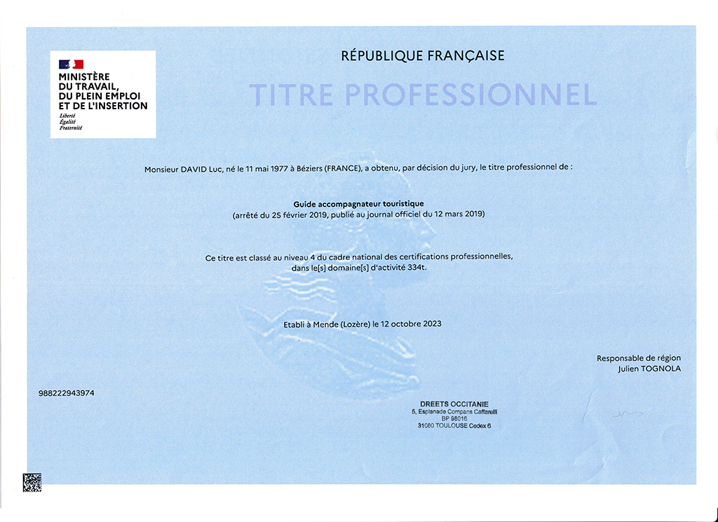 Titre Professionnel Guide Touristique